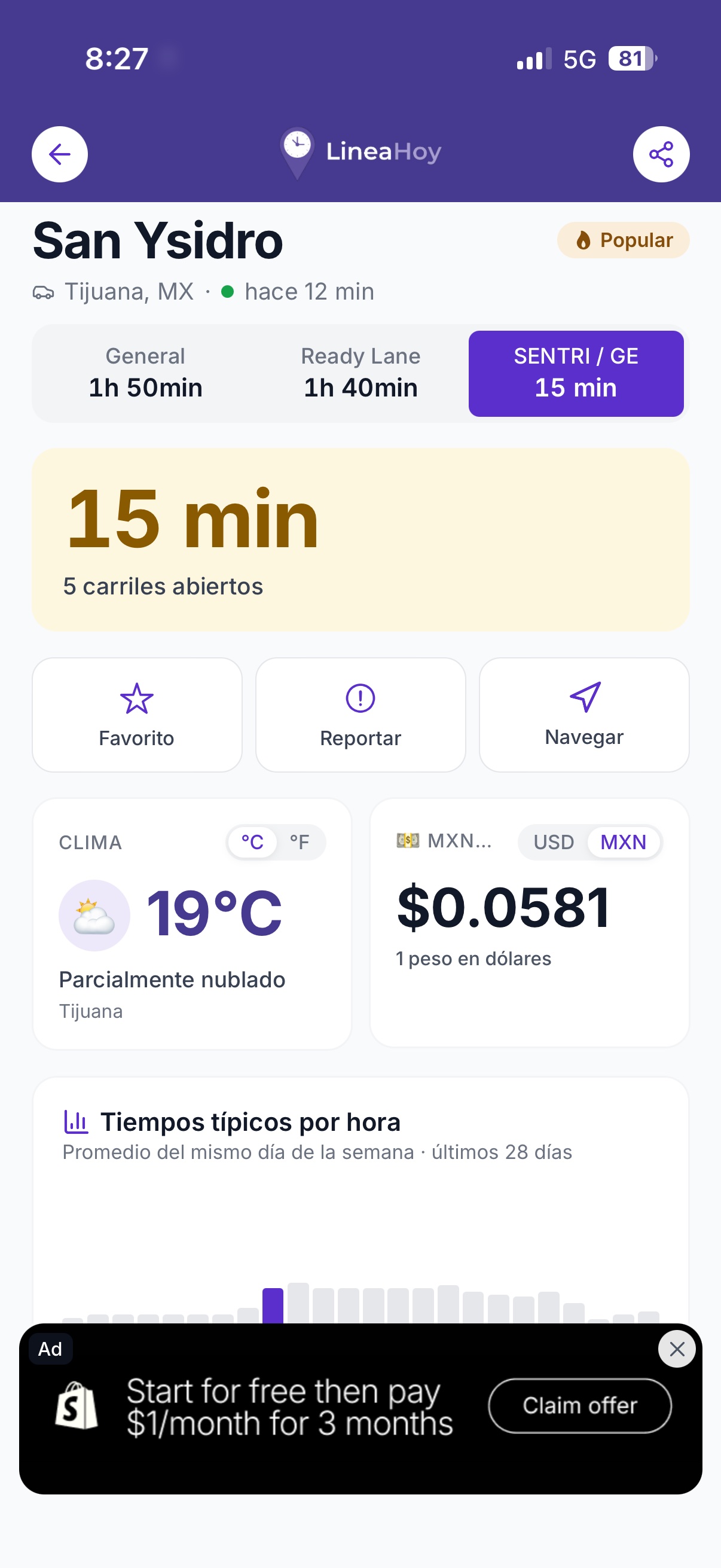 Detalle de una garita con todos sus carriles